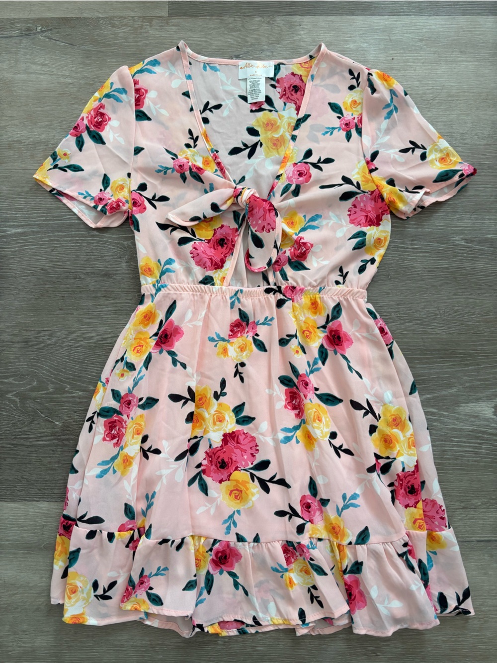 Floral Tie-Front is Pink Mini Dress